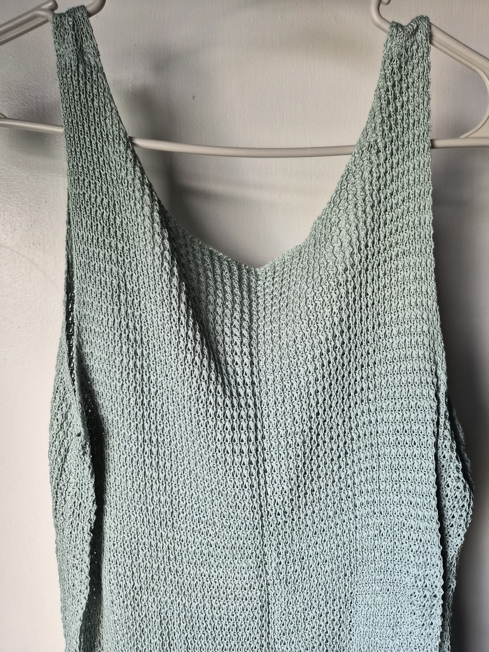 Knit Crochet Tank Top - XL - Mint Green